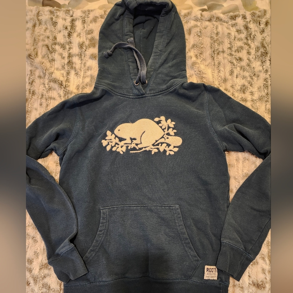 Roots Blue Hoodie with Beaver Logo